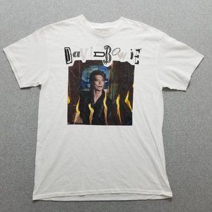 David Bowie Shirt Mens Medium White Short Sleeve‎